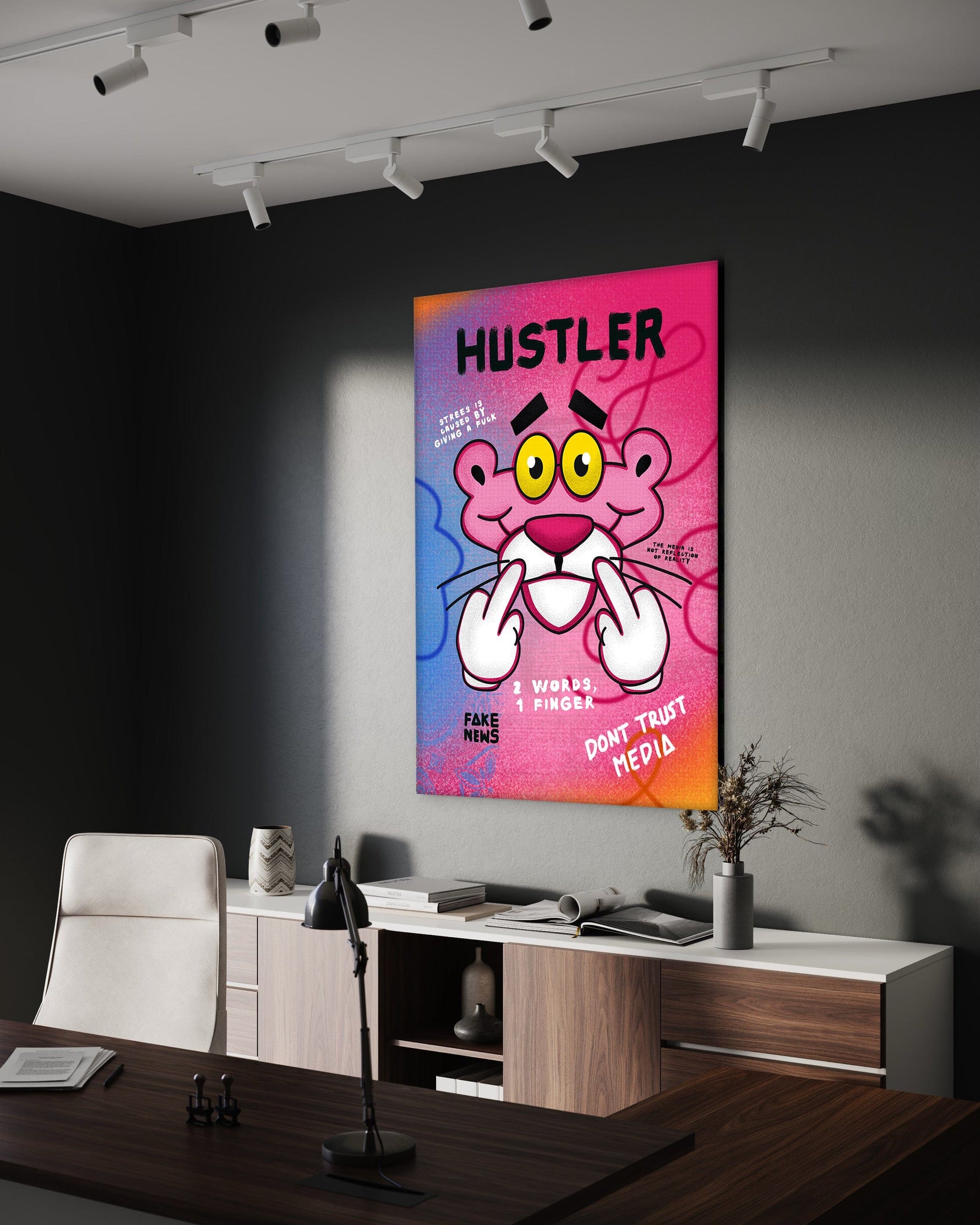 Pink Panther Hustler - Leinwandbild Pop Art