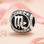 Armband / Charm aus 925er Sterling-Silber, mit Motiv Sternzeichen, Kugel, 1,2cm