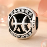 Armband / Charm aus 925er Sterling-Silber, mit Motiv Sternzeichen, Kugel, 1,2cm