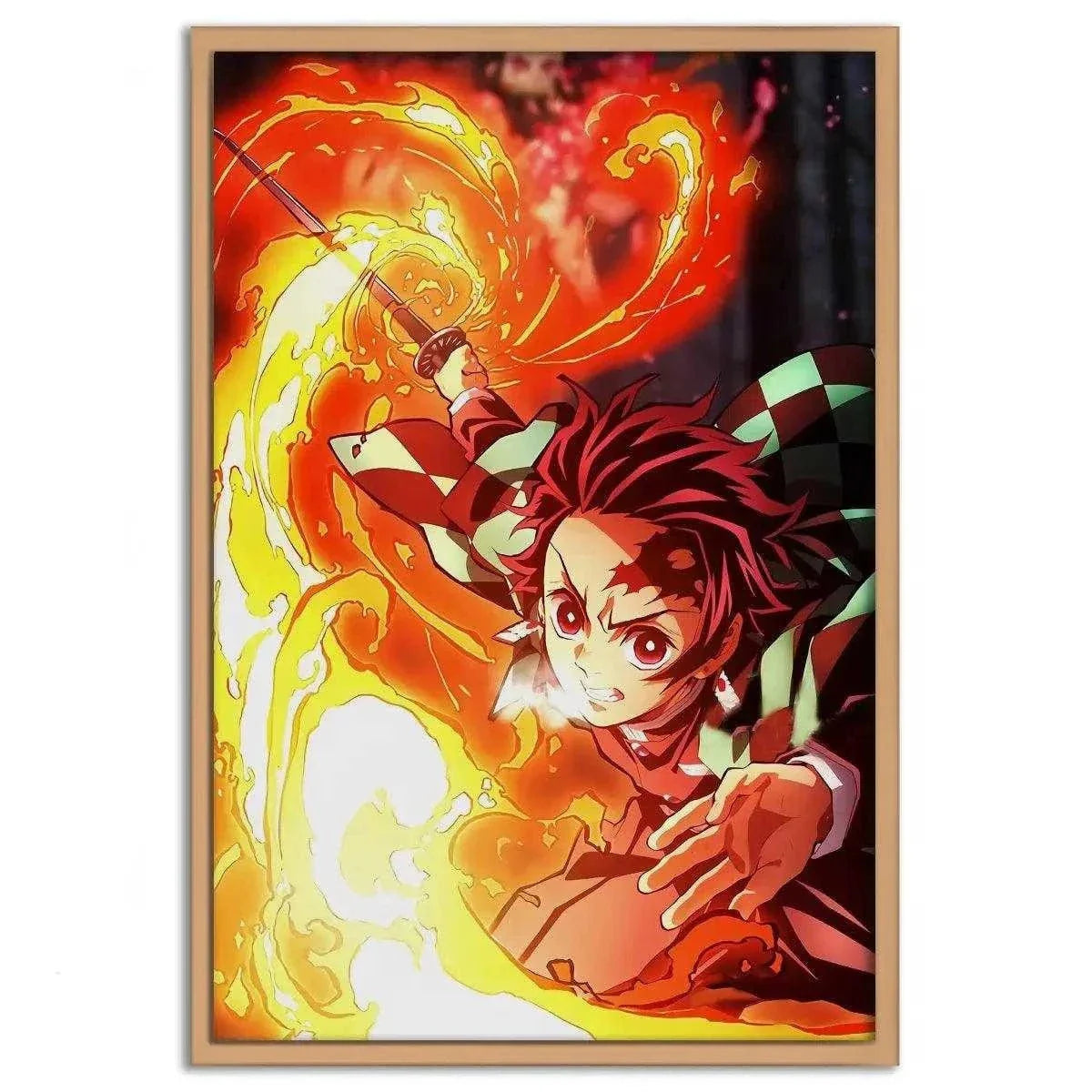 Tanjiro Fire Breathing - Demon Slayer - Anime Leinwandbild