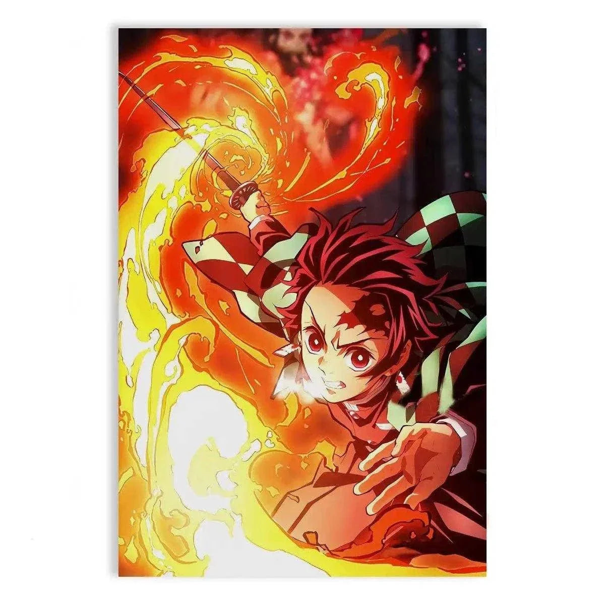Tanjiro Fire Breathing - Demon Slayer - Anime Leinwandbild