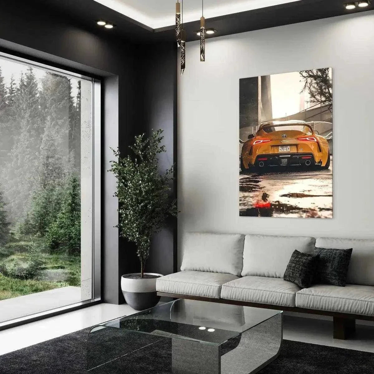 Yellow Supra - Auto Leinwandbild