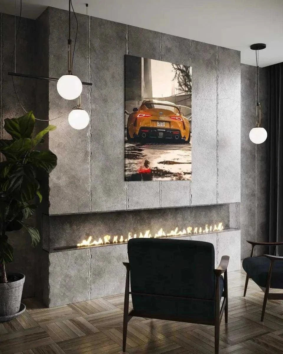 Yellow Supra - Auto Leinwandbild